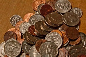 coins on counter
